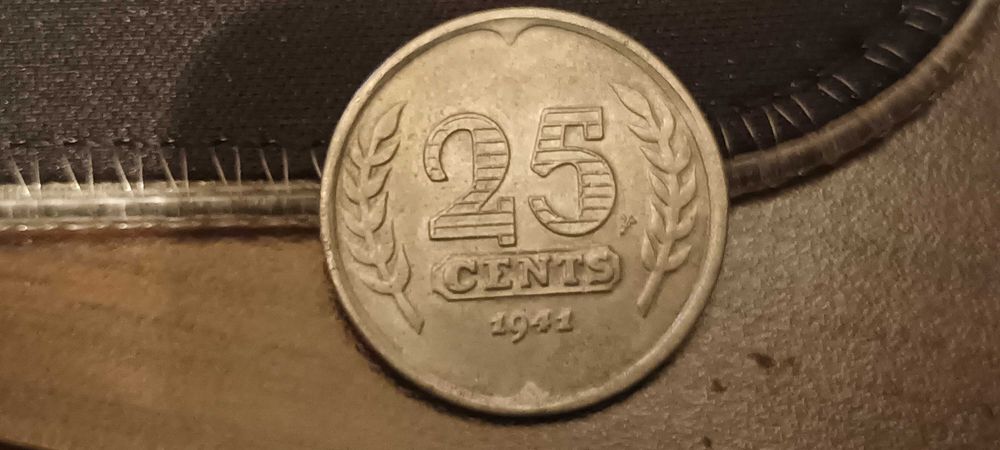 Moneta Holandia 25 centów, 1941,Cynk