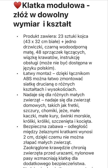 Klatka modułowa + mata