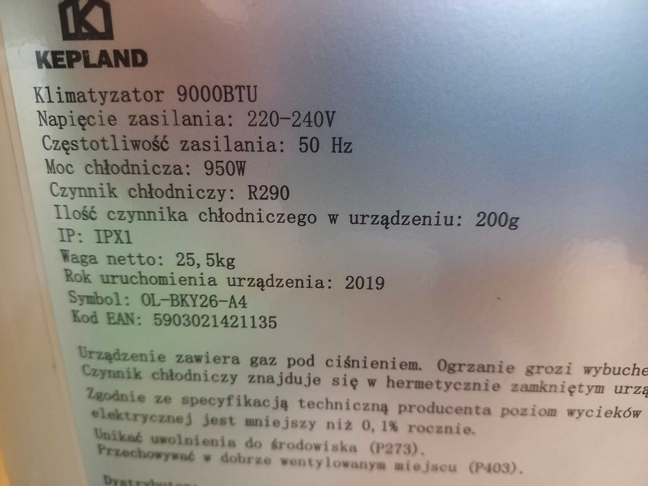 Klimatyzator Kepland 9000BTU