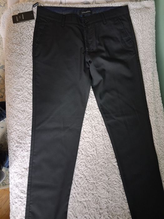 Spodnie czarne  Lavard materiałowe męskie chinos  42/44