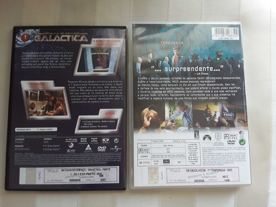 Dvd's originais séries A Escuta, Galactica e Os Escolhidos