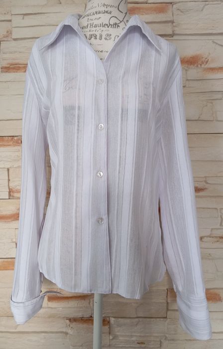 Biała elegancka bluzka WOL-TEX r.XL srebrna nitka , jak nowa. WK