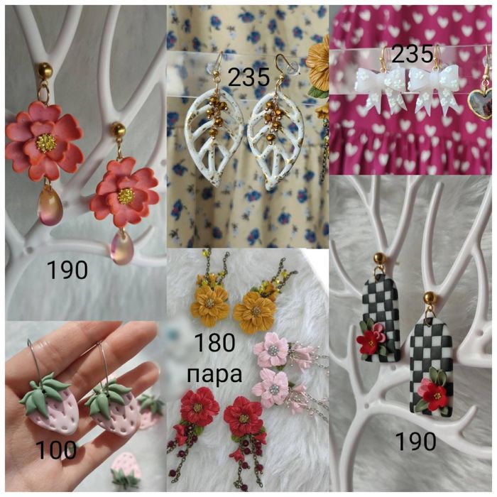 Сережки ручної роботи полімерна глина нержавіюча сталь серьги