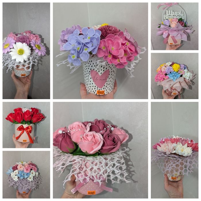 Букети з мила, мильних квітів, цукерок