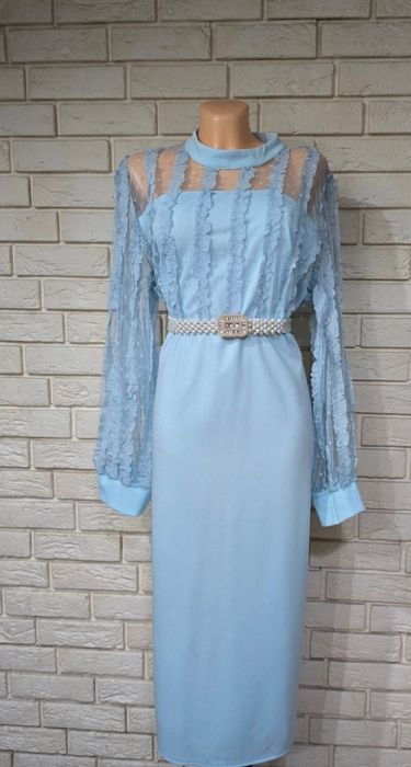 Błękitna sukienka, elastyczna rozmiar 44-46