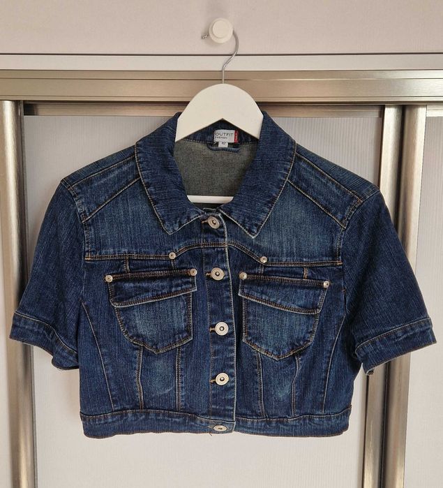 Укорочена джинсова жилетка розмір L