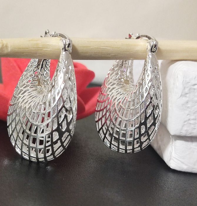 Piękne kolczyki ażurowe koszyczki 3D nowe S925
