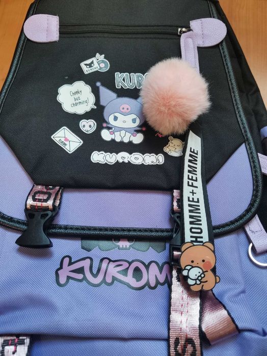 Рюкзак з помпоном та USB кабелем Anime KUROMI для дівчинки