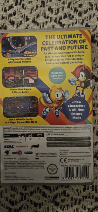 Jogo Sonic Mania Plus nintendo switch