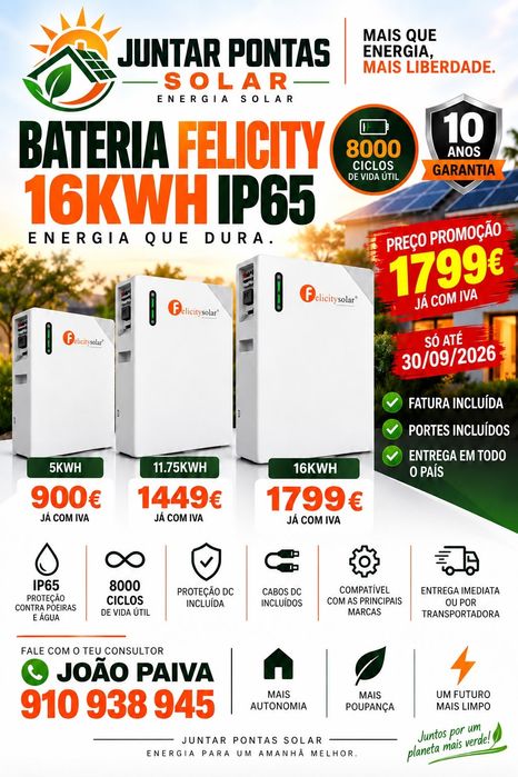 Bateria Felicity 16Kw, Bateria Solar