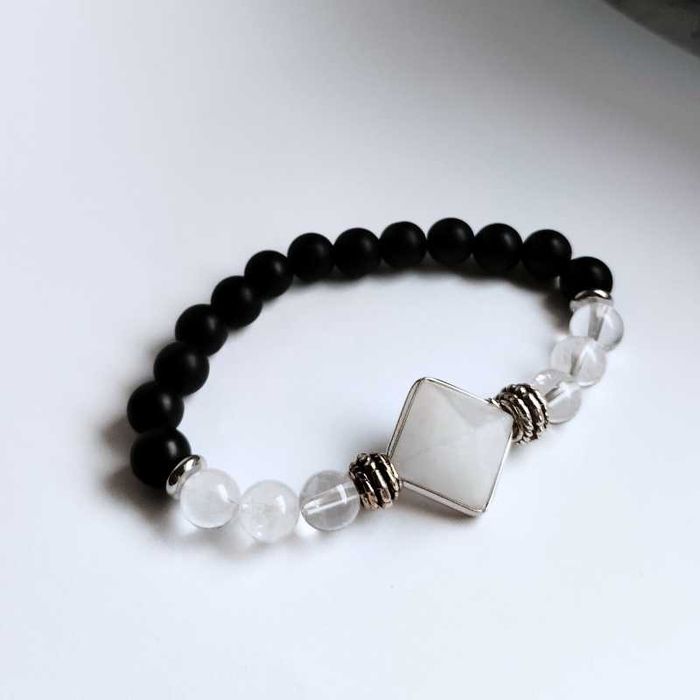 Bransoleka lawa + kryształ górski