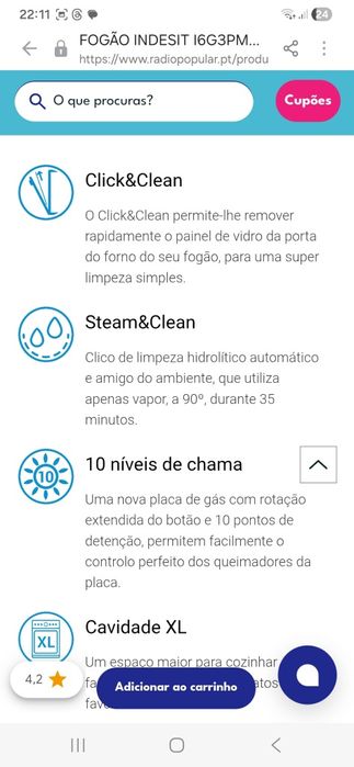 Fogão NOVO (Nunca usado)