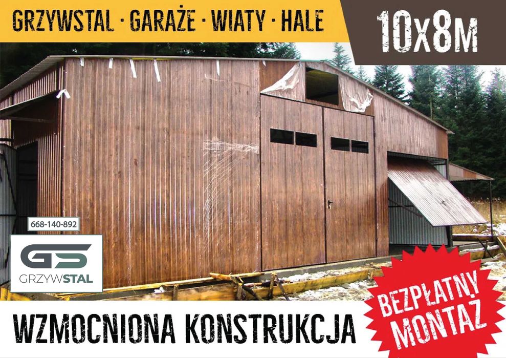 GARAŻ BLASZANY / Wiata / Hala / Drewnopodobny / Magazyn - GRZYWSTAL