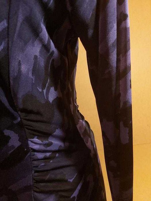 Длинное черное вечернее платье на хэллоуин цветочный принт акварель