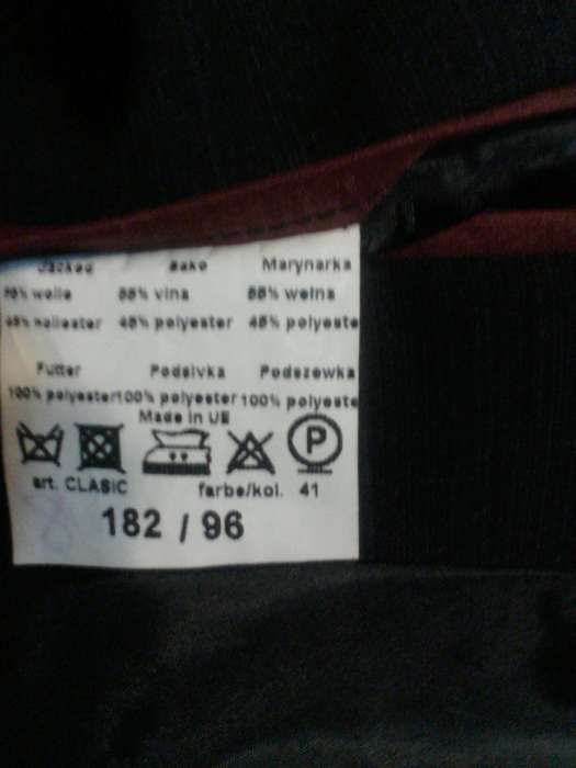 Garnitur trzyczęściowy 182/96 marynarka,182/82 spodnie