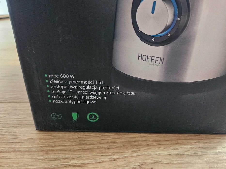 Blender kielichowy Hoffen -1,5l -600W - 5 stopniowa regulacja -szklany
