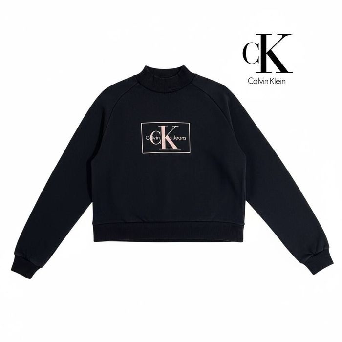 женский свитшот calvin klein jeans размер xs кроп на флисе котоновый лонгслив реглан женская кофта лонг келвин кляйн клей  гольф ck  жіночій світшот