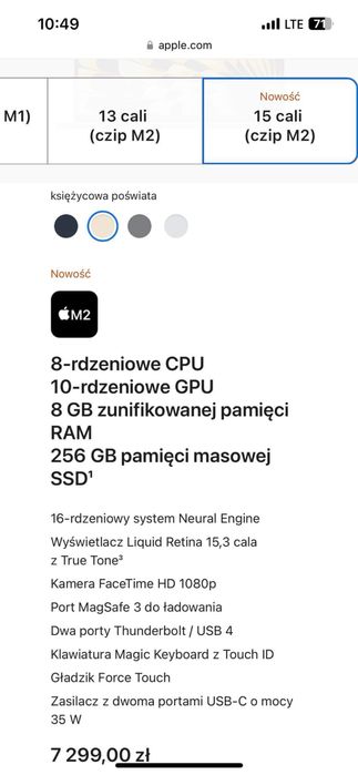 Apple laptop Mac Book Air 15 stan idealny