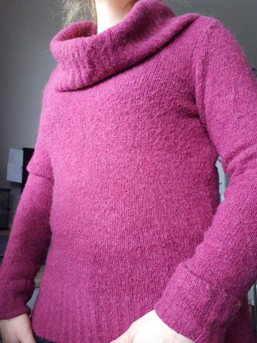 Sweter z szerokim golfem z alpaką Camaieu rozmiar S