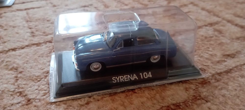 Model samochodu marki Syrena 104 w skali 1:43.