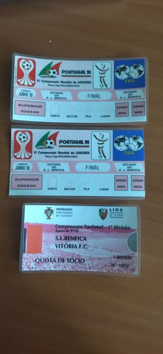 Vendo bilhetes de futebol antigos pladtificados