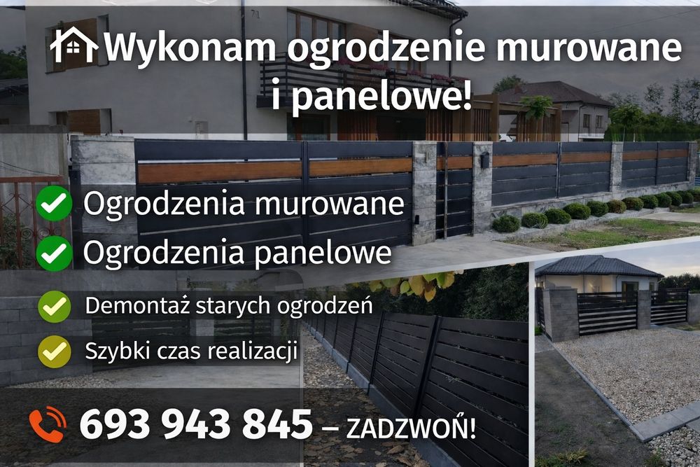 Kompleksowe ogrodzenia murowane nowoczesne  panelowe3D ,