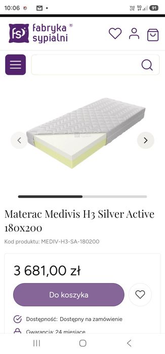 Materac Medivis H3 Silver Active 180x200