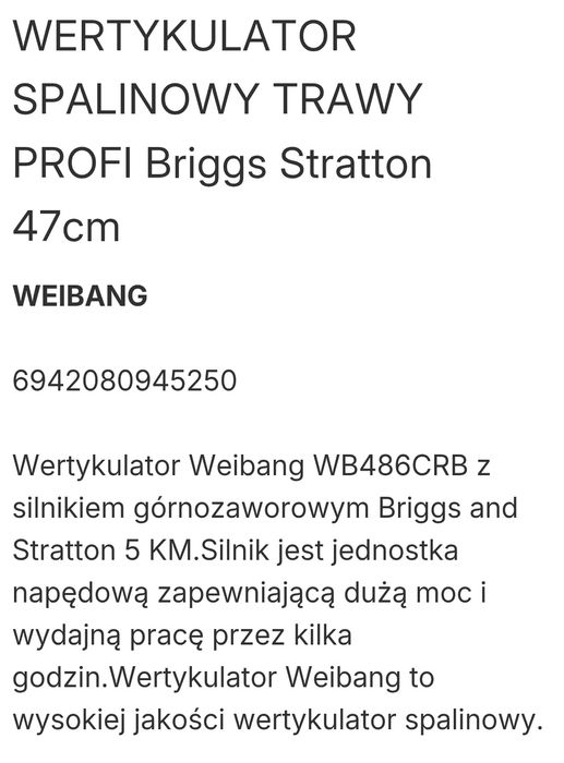 Wertykulator Weibang.