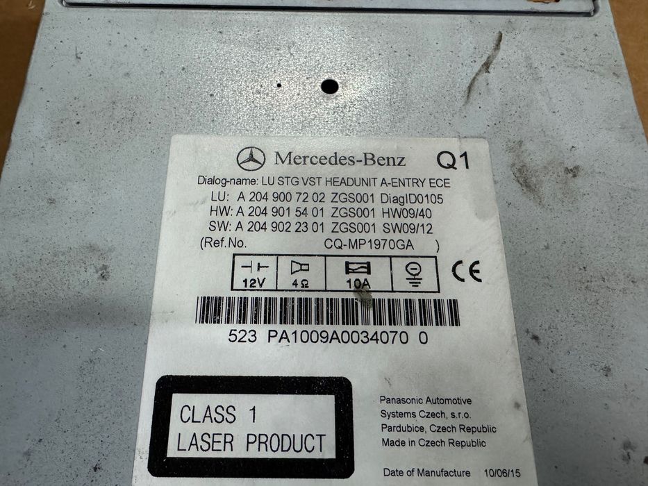 Radio Mercedes W204 C200 C220 A20490.07202 \ A2049.015401