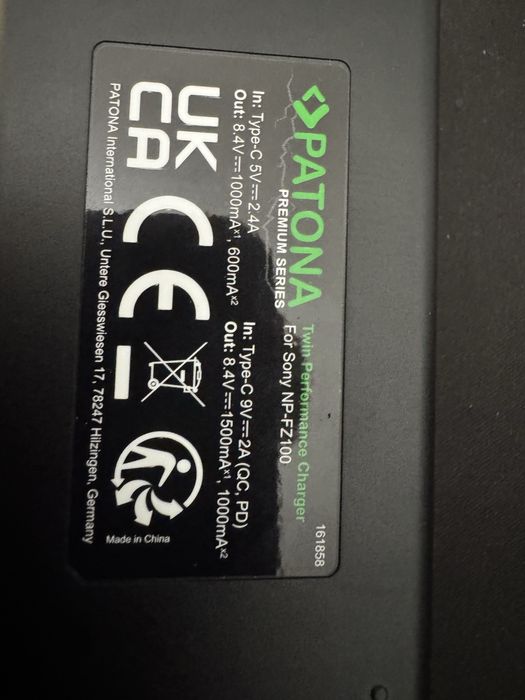 Bateria Sony NP-FZ100 + carregador Patona - Novos!