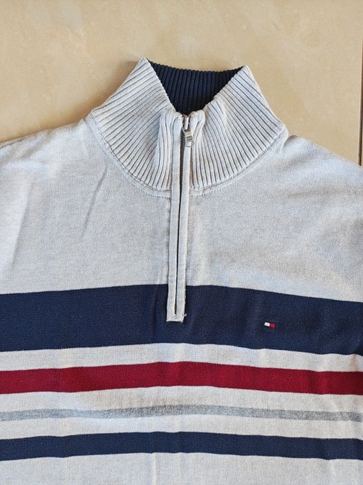 Tommy Hilfiger Quarter-Zip sweter zamek - Elegancki XL