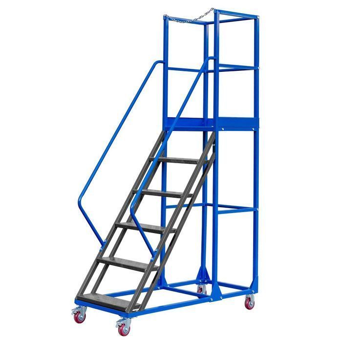 Drabina magazynowa przejezdna Mega-M STANDARD H-150 cm 6 stopni podest