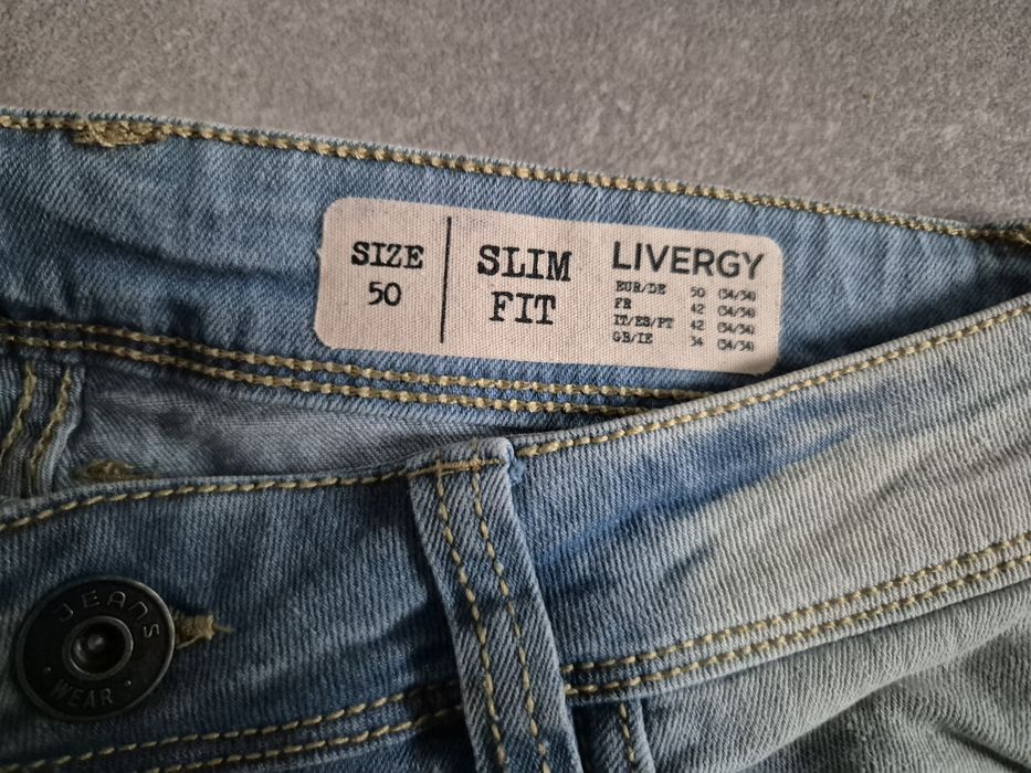 Zestaw 4x spodnie spodenki męskie M L granatowe denim jeans
