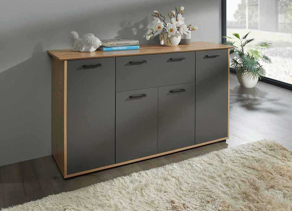 Komoda dąb artisan antracyt szara. 160x 45x90 cm. Likwidacja fabryki