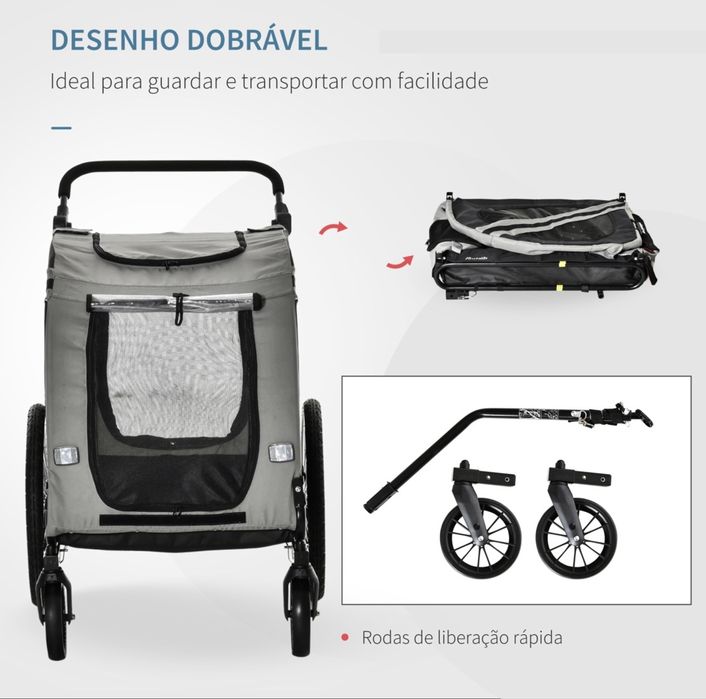 Carrinho/Reboque 2 em 1 para cães