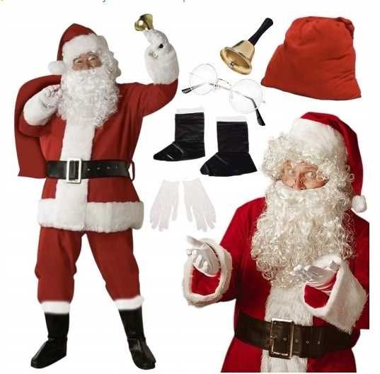 Strój Święty MIKOŁAJ kostium PROFESJONALNY rozXL Zestaw 11 el. PREMIUM