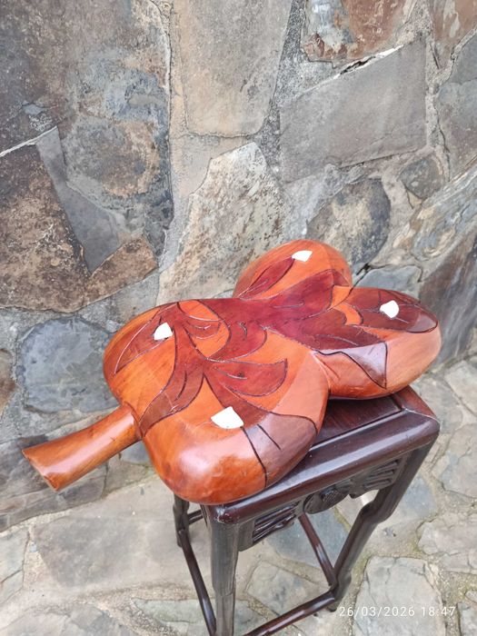 Fruteiro Centro de Mesa Madeira Maciça Exótica Pau Rosa 39 cm