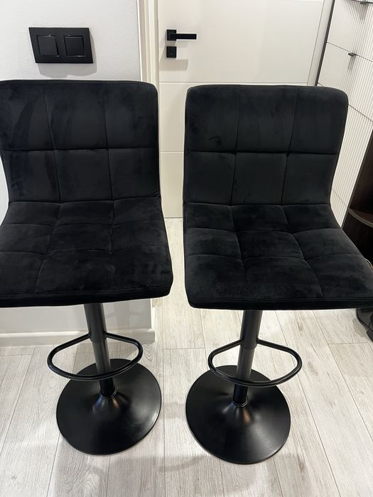 Hokery do kuchni - czarny welur