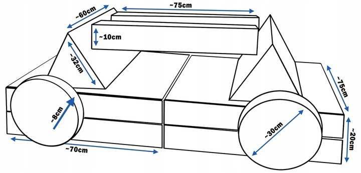 Sofa Modułowa dla Dzieci Piankowy Plac Zabaw 10 Elementów Bukla Teddy