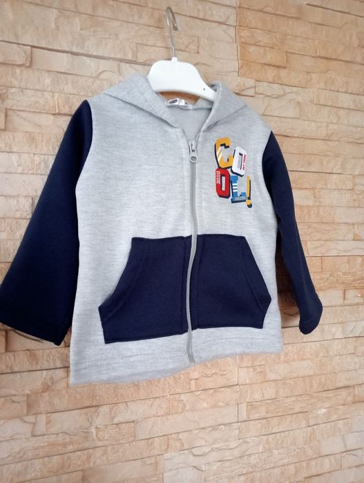 Bluza, bluzka chłopięca, szara, granatowa, na zamek, Pepco, r. 86
