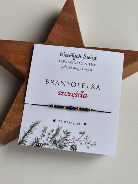 Bransoletka szczęścia z naturalnymi kamieniami turmalin czarny wróżbą