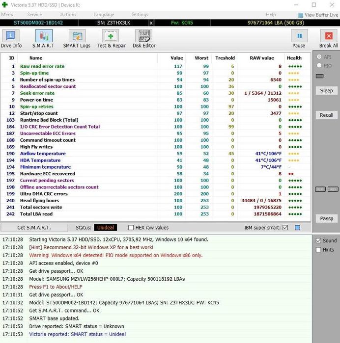 Винчестер жесткий диск 500 Gb Гб SATA3 Seagate ST500DM002 рабочий