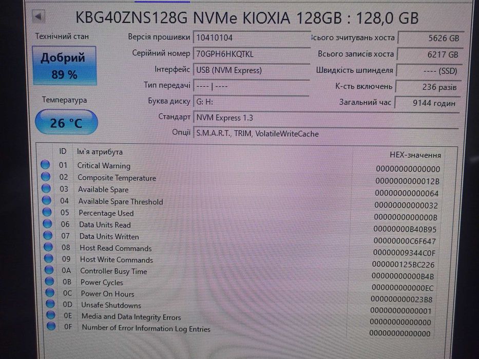128Gb SSD  Kioxia  NVMe  M.2 2230/2280