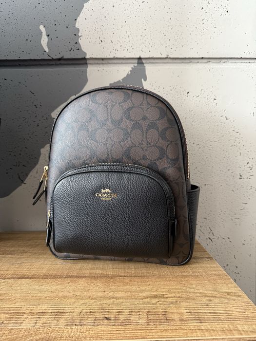 Шкіряний рюкзак Coach коричнево-чорний, універсальний стиль, подарунок