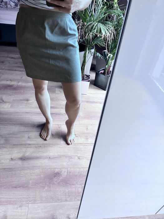 Szara mini spódniczka z podszewką M/L garniturowa