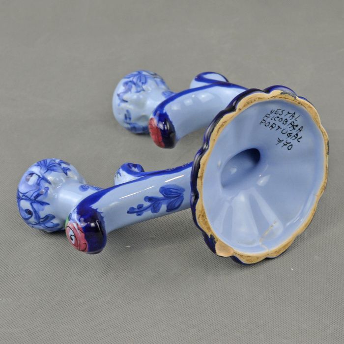 CASTIÇAL de 2 lumes em faiança da Vestal - Alcobaça