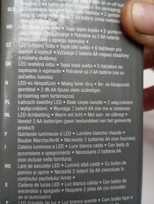 Lampki led na baterie sznur długość 2 M