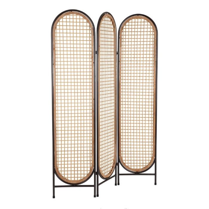 Biombo Rattan e Metal - 3 Partes - 127X6,50X180CM By Arcoazul