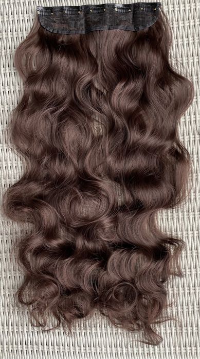 Premium Ultra włosy doczepiane, brąz, loki, 70 cm, clip in 393.