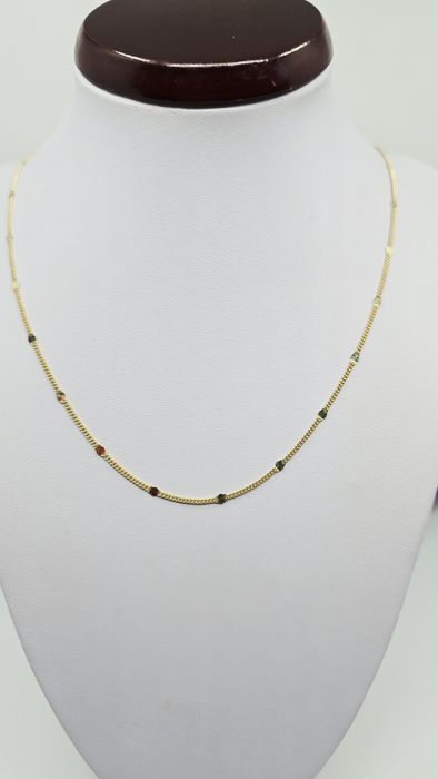 Złoty łańcuszek splot pancerka z blaszką próba 585 14k